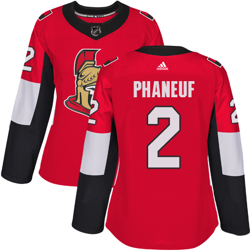 Adidas Senators #2 Dion Phaneuf Red Home Authentic Women's Stitched NHL Jersey
